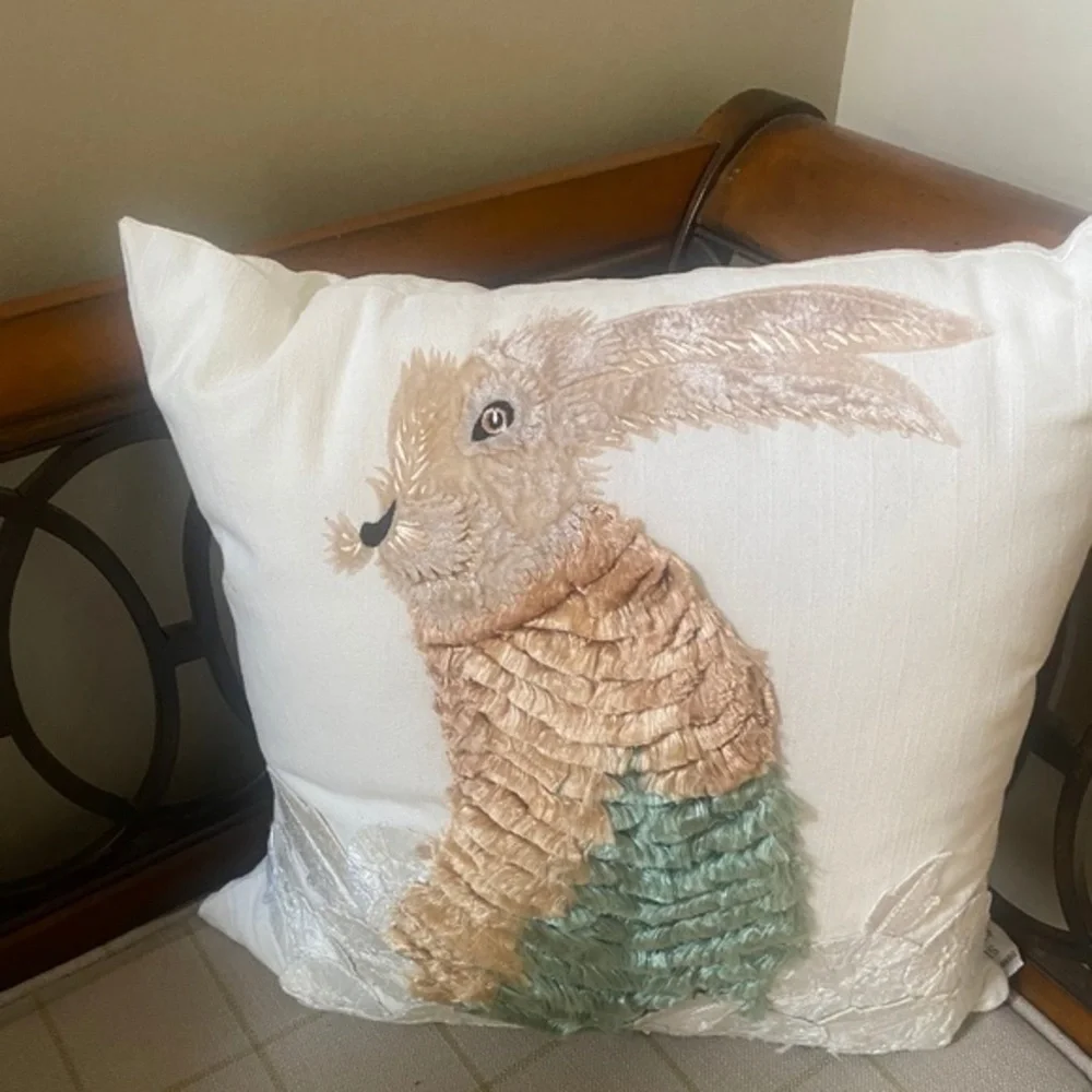 Karen Nicol Embroidered Wintertime Pillow